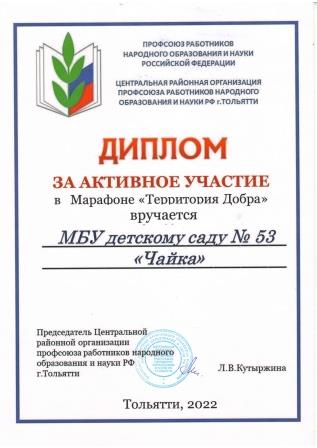 Диплом "Территория добра"